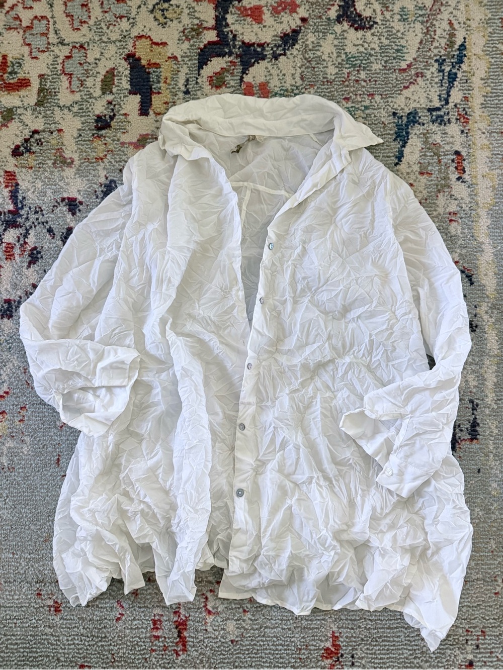 Comfy USA White Crinkled Button-Down Shirt